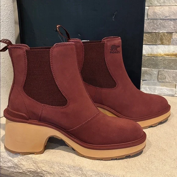 NIB Sorel Hi-Line Heel Chelsea Waterproof Boots - Spice/Tawny Buff - Picture 5 of 13